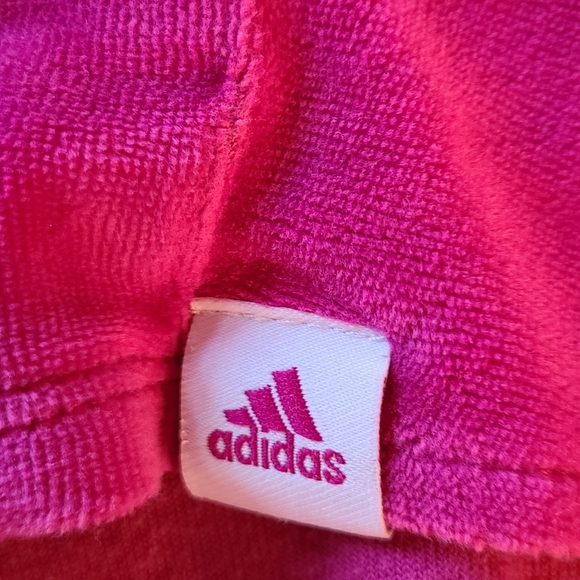 Adidas dark pink and gold velour zip up hoodie - Picture 5 of 5